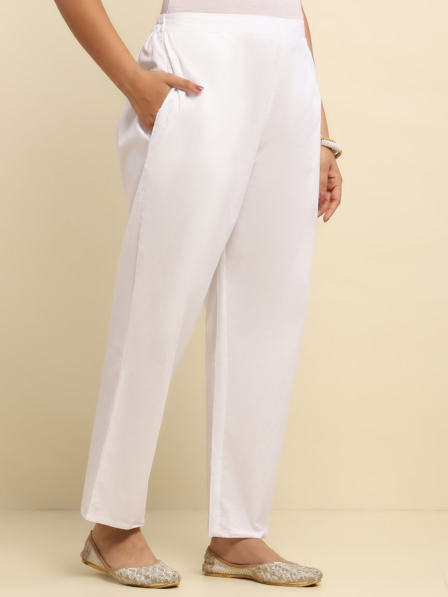 Kashmiri Aari Work Cotton Kurta with Farsi Pant - Bright teal