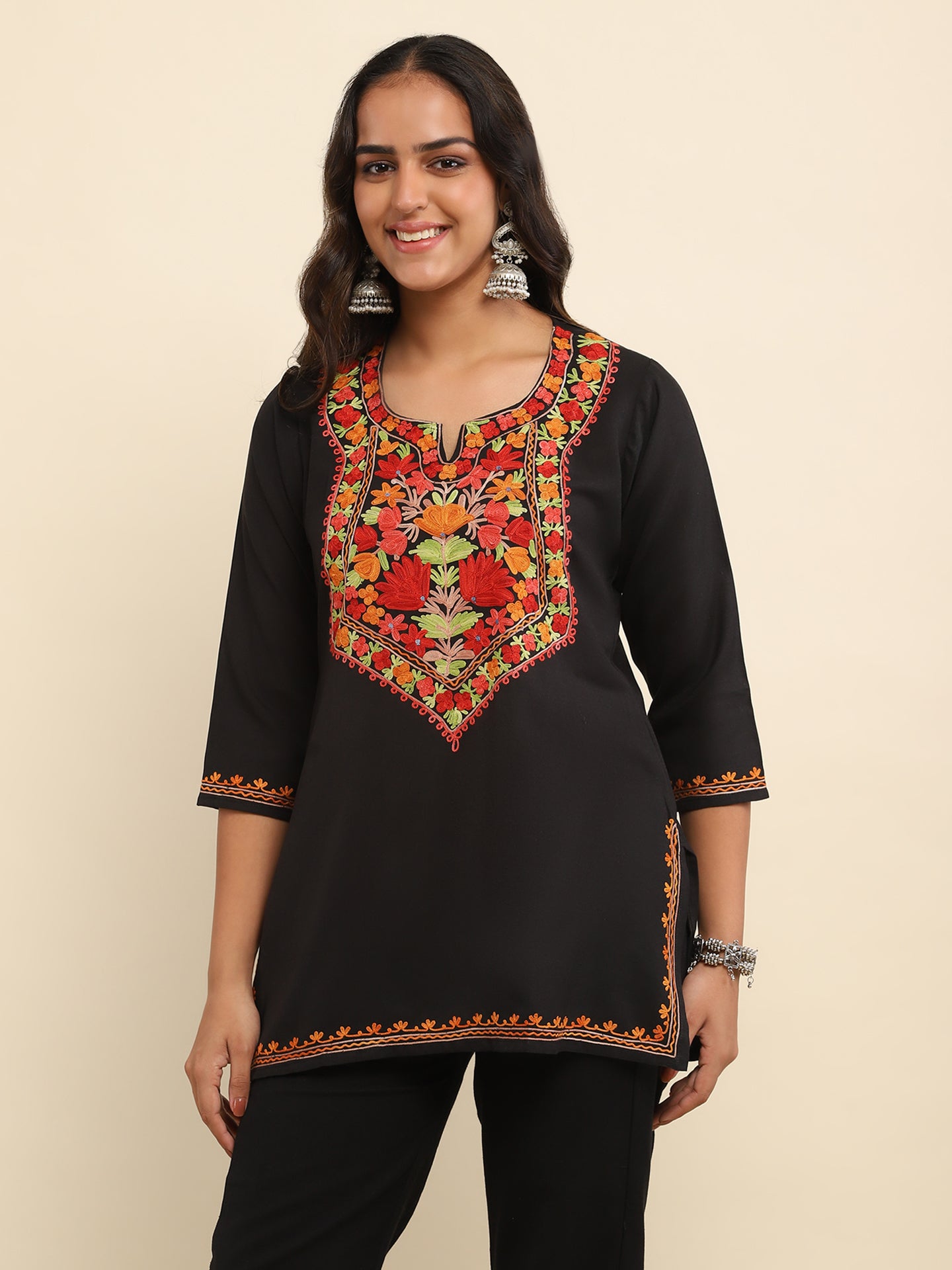 Lawn Cotton Printkari Black Co-ord Set – Pastel Floral with Straight Pant