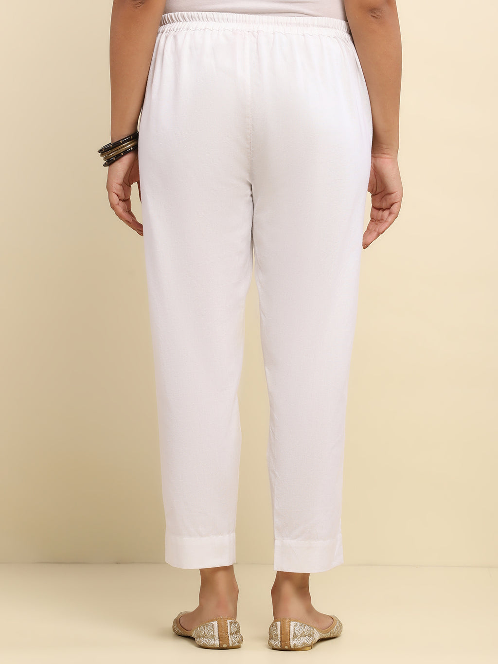 Cotton Satna Solid Women's Pant - White