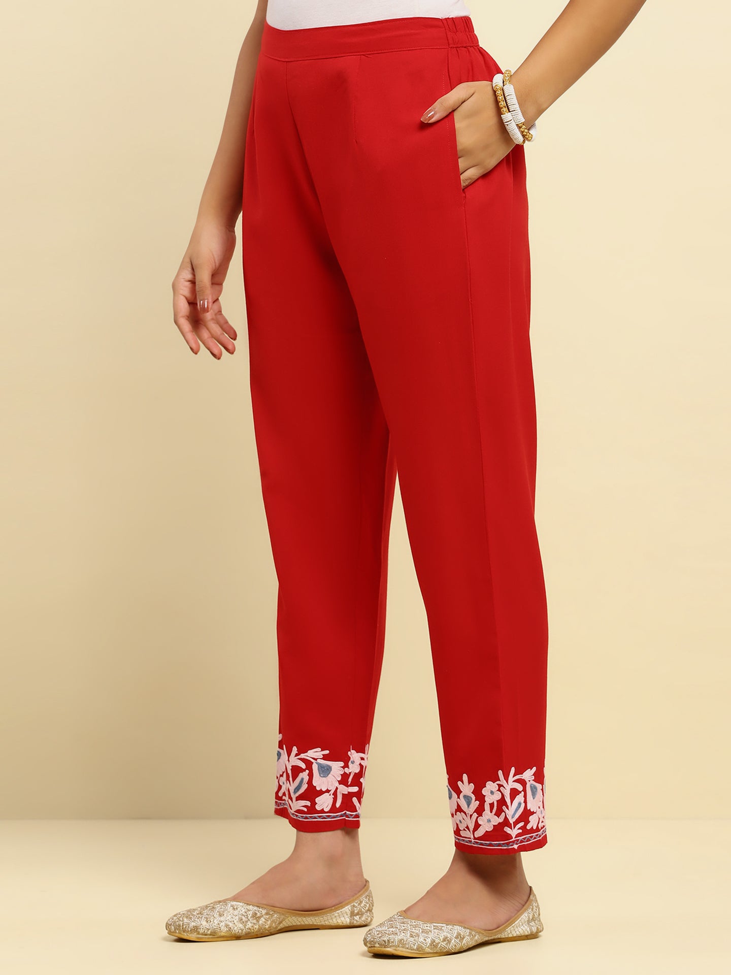 Falak Kashmiri Short Kurta - Red