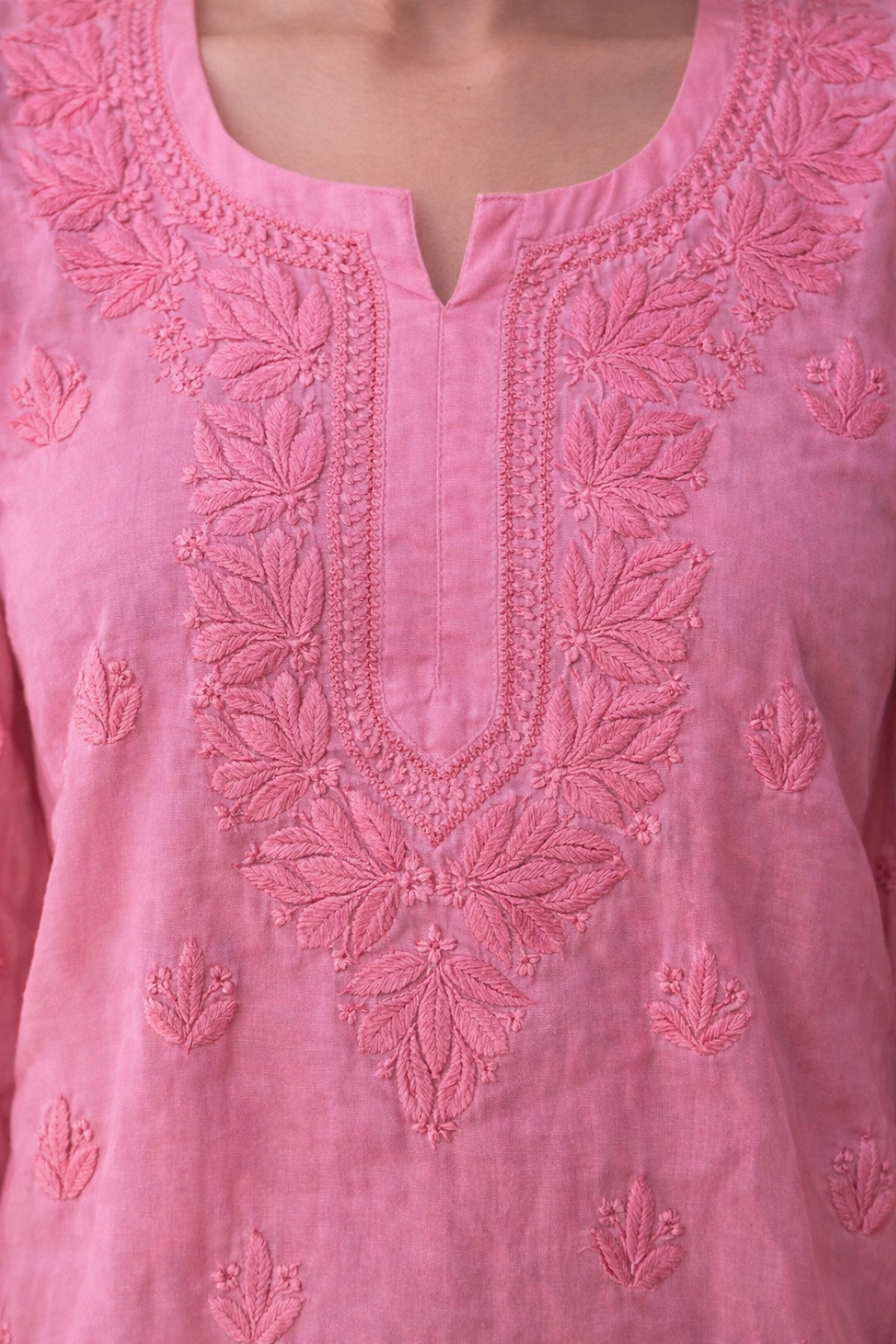 Pink Chikankari Long Kurta
