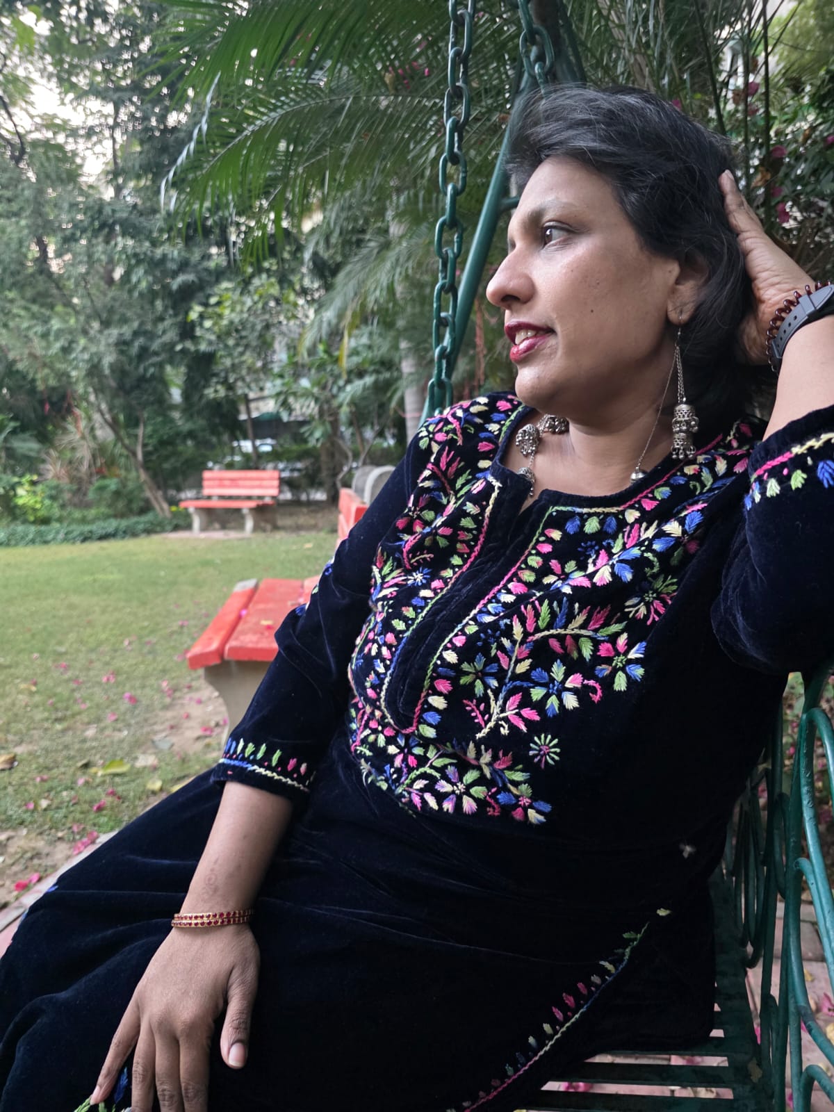 Woman in traditional embroidered outfit