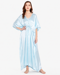 Sky blue Satin Summer Kaftaan with Drawstring Waist