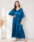 Royal Blue Modal satin Satin Summer Kaftaan with Drawstring Waist