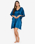 Royal blue Modal satin Summer short Kaftaan with Drawstring Waist