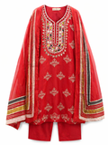 Silk Gota Patti Kurta Set with Gota Patti Dupatta - Red