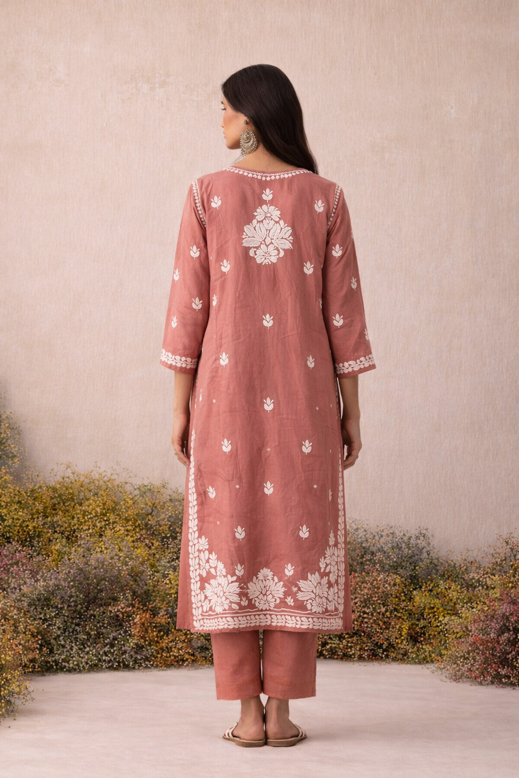 Mauve Chikankari Long Kurta