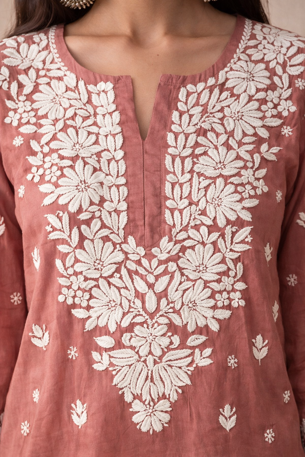 Mauve Chikankari Long Kurta