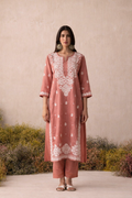 Mauve Chikankari Long Kurta