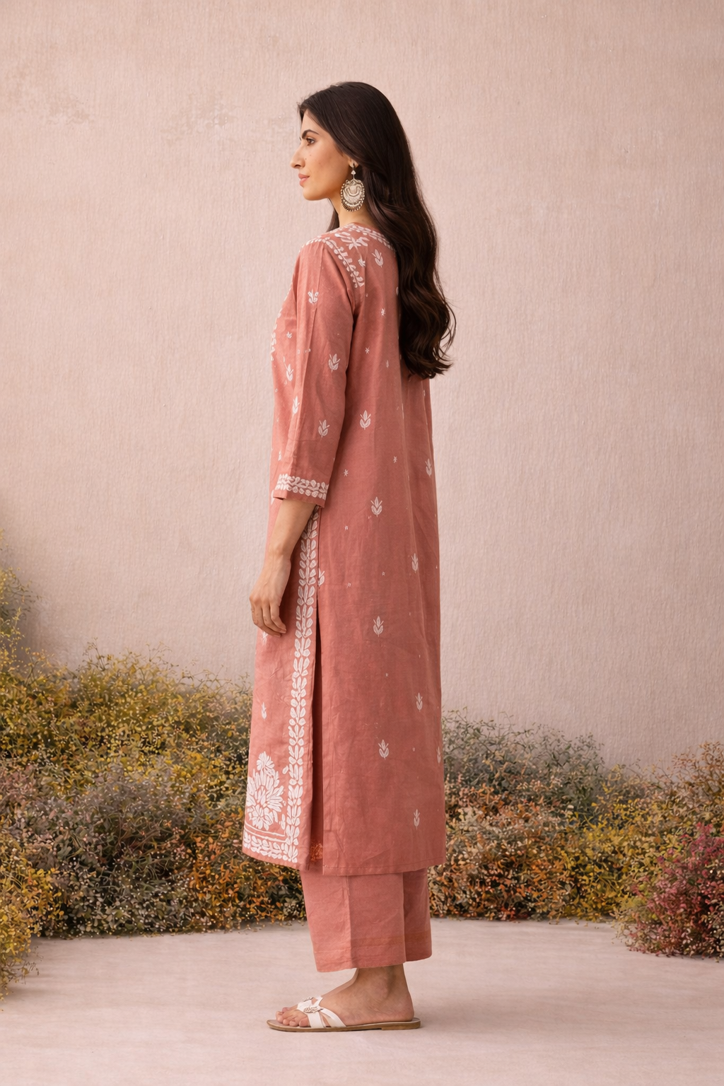 Mauve Chikankari Long Kurta